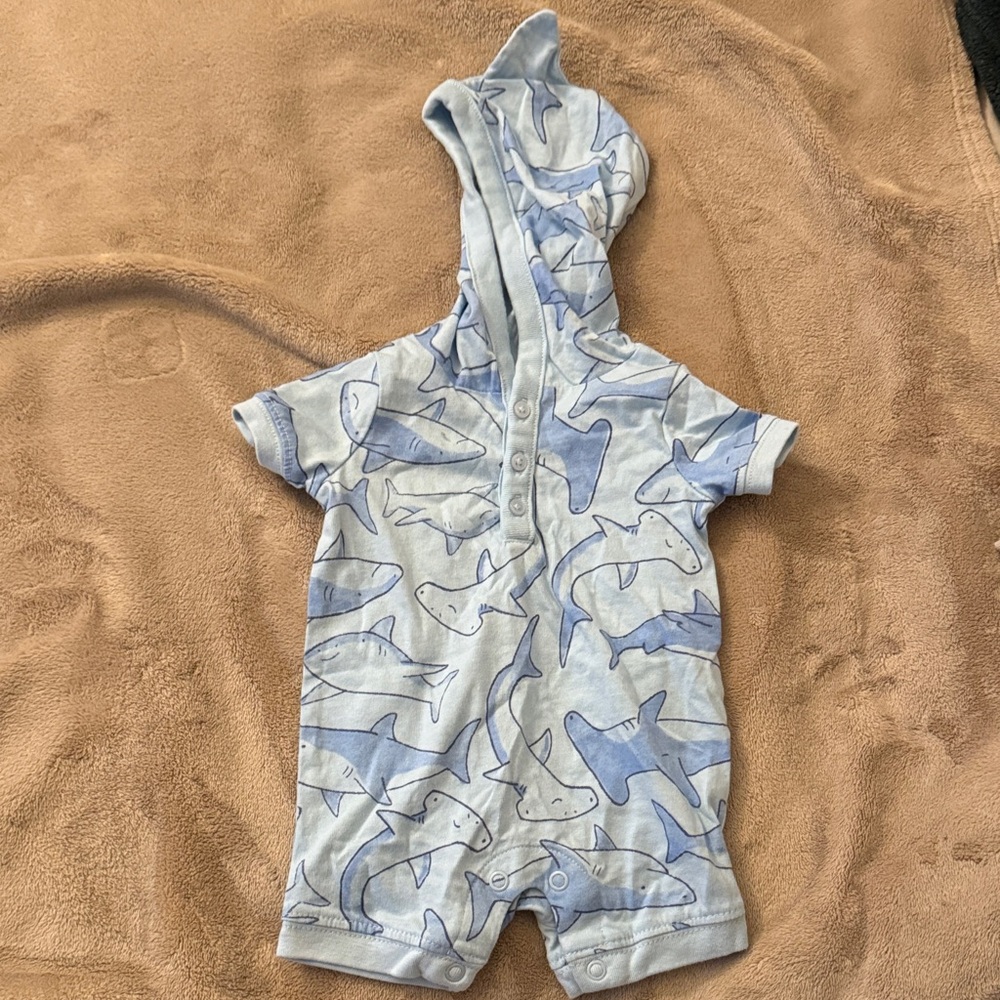 Carter's Light Blue Shark Print Bodysuit